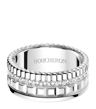 Harrods Boucheron Small White Gold and Diamond Quatre Radiant Ring- Buy online at McGrocer