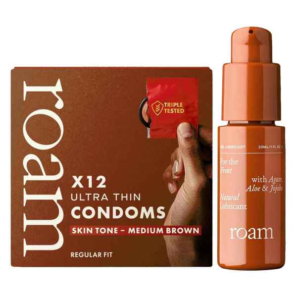 Roam Medium Brown condoms 12-pack with lubricant (British brand)