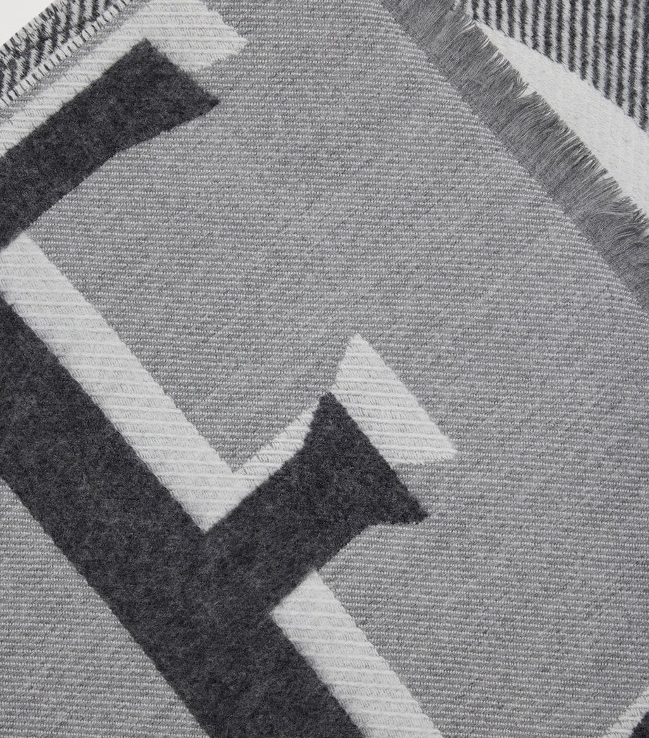 LOEWE cashmere-wool scarf with jacquard logo 165x39cm, UK version