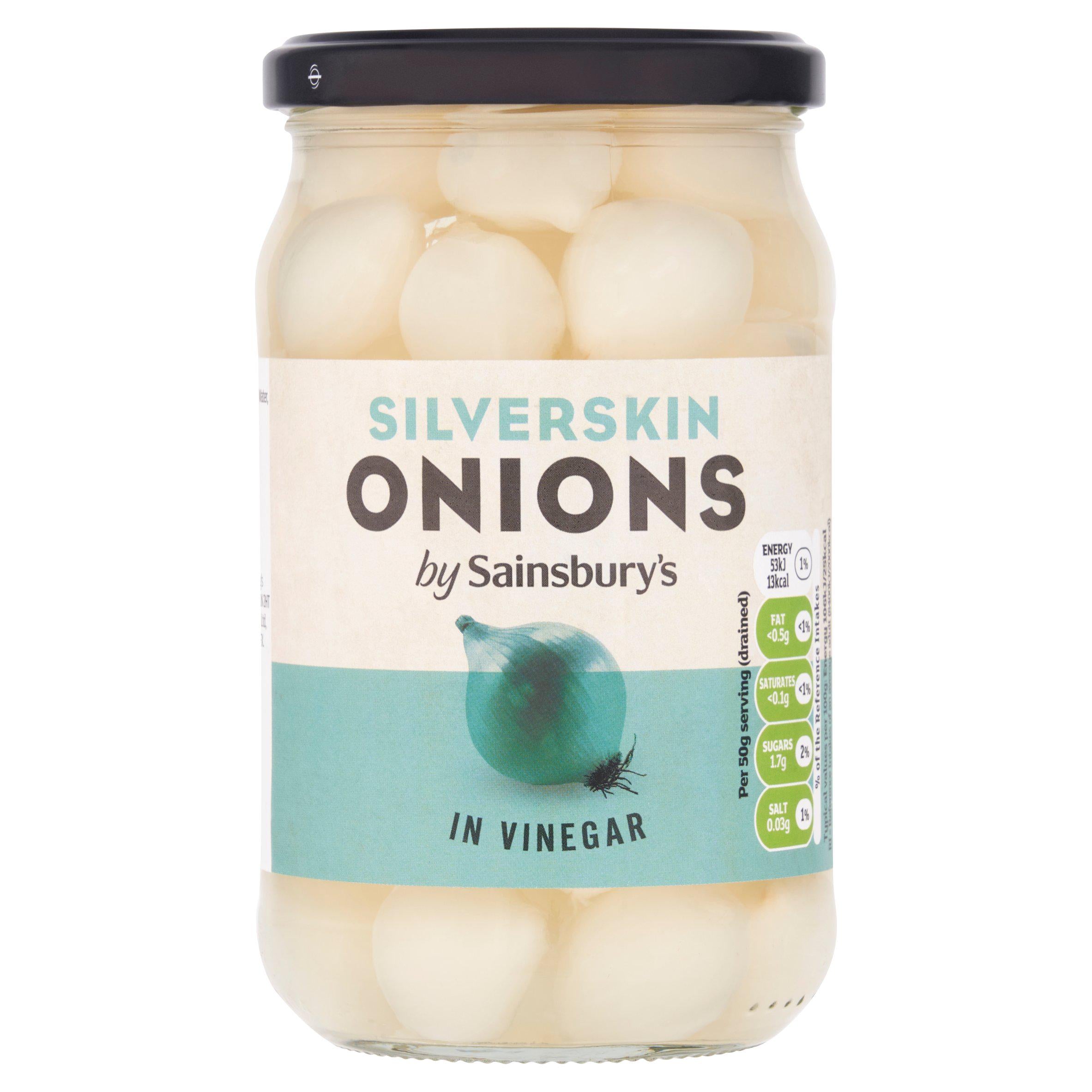 Sainsbury's Silverskin Onions in Vinegar 440g (230g*) Pickled food Sainsburys   