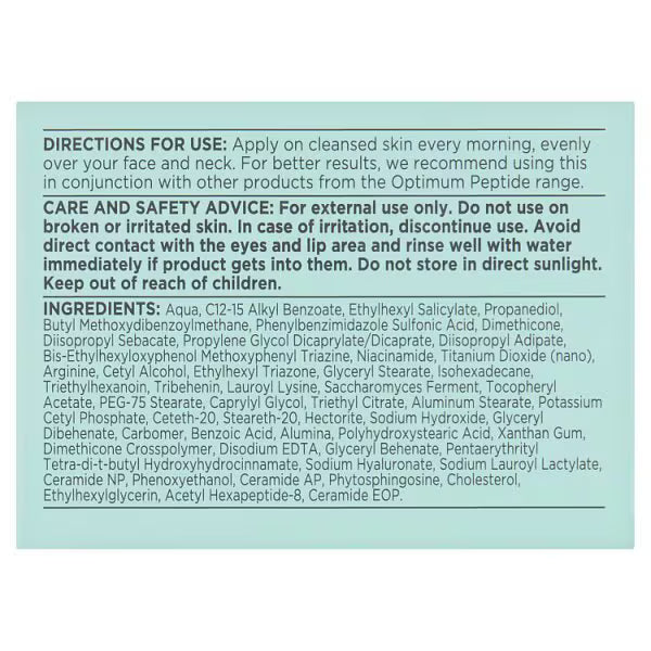 Optimum Peptide Day Cream SPF 50 50ml, imported from the UK
