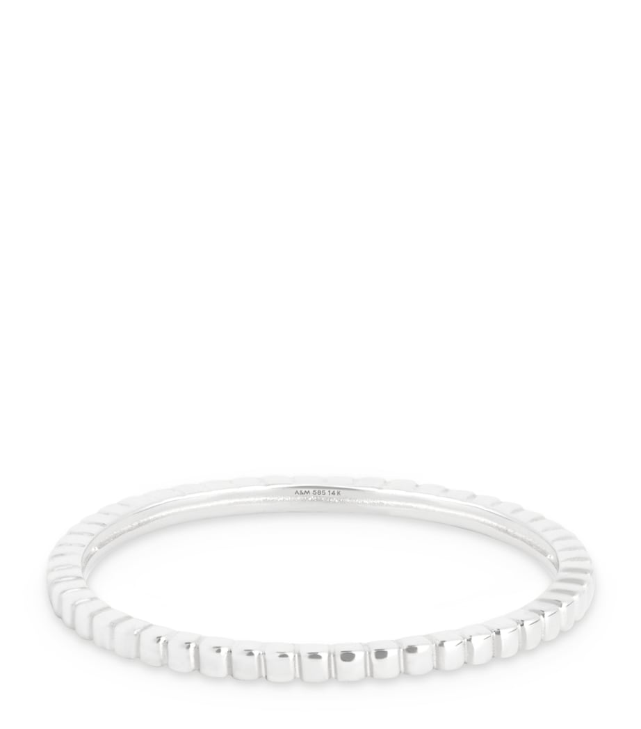 Astrid & Miyu white gold ridged band ring (British brand)