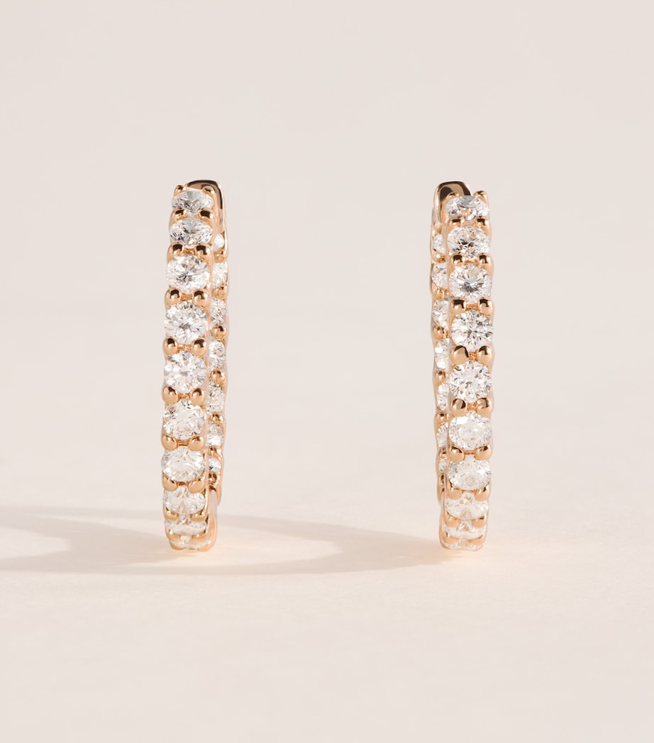 Harrods diamond hoop earrings 18k rose gold 1.25ctw (British brand)