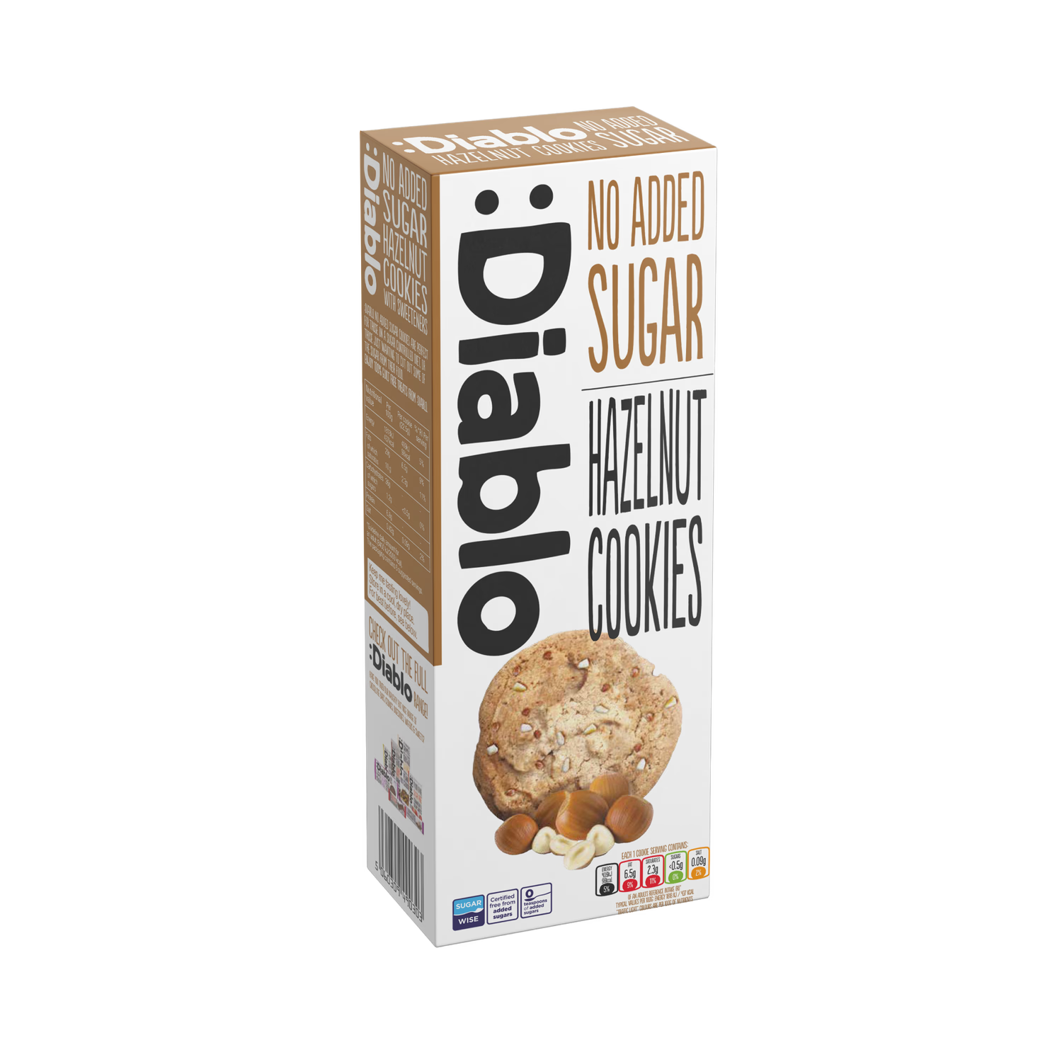 Diablo hazelnut cookies no added sugar 135g pack - British product