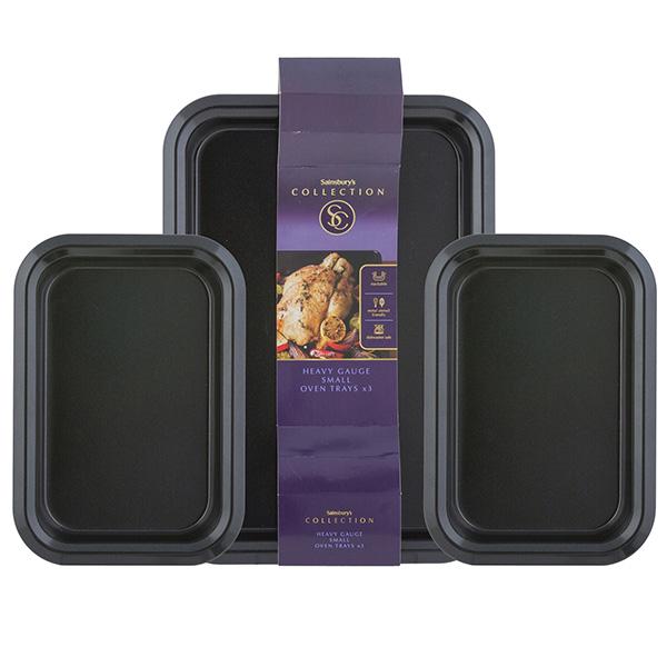 Habitat Oven Tray Set Black Small x3 bakeware Sainsburys   