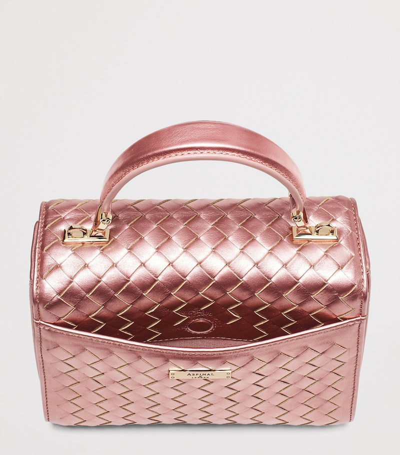 Aspinal of London midi metallic leather Mayfair handbag, UK version