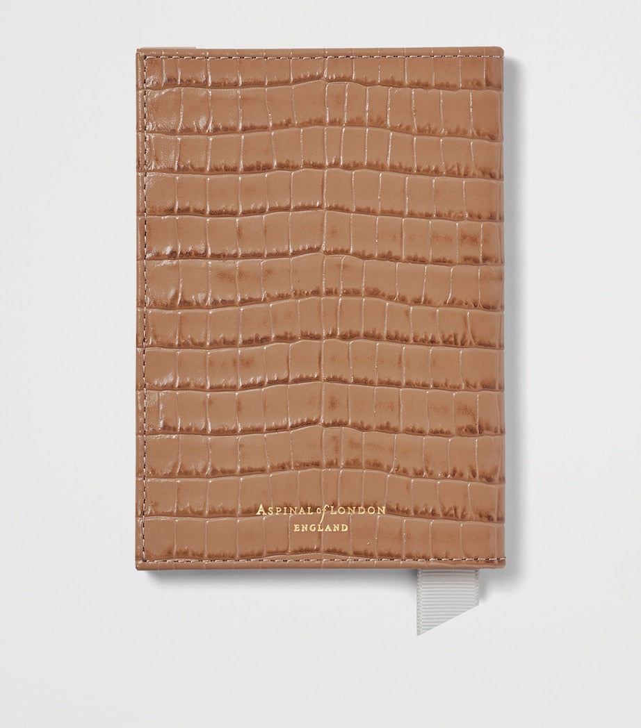 Aspinal of London croc-effect leather passport cover, UK version