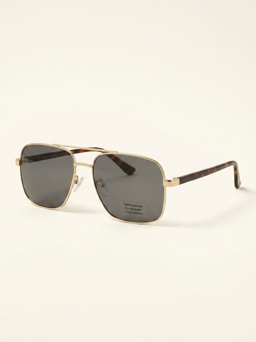 Gucci square sunglasses gold/grey metal frame, UK version