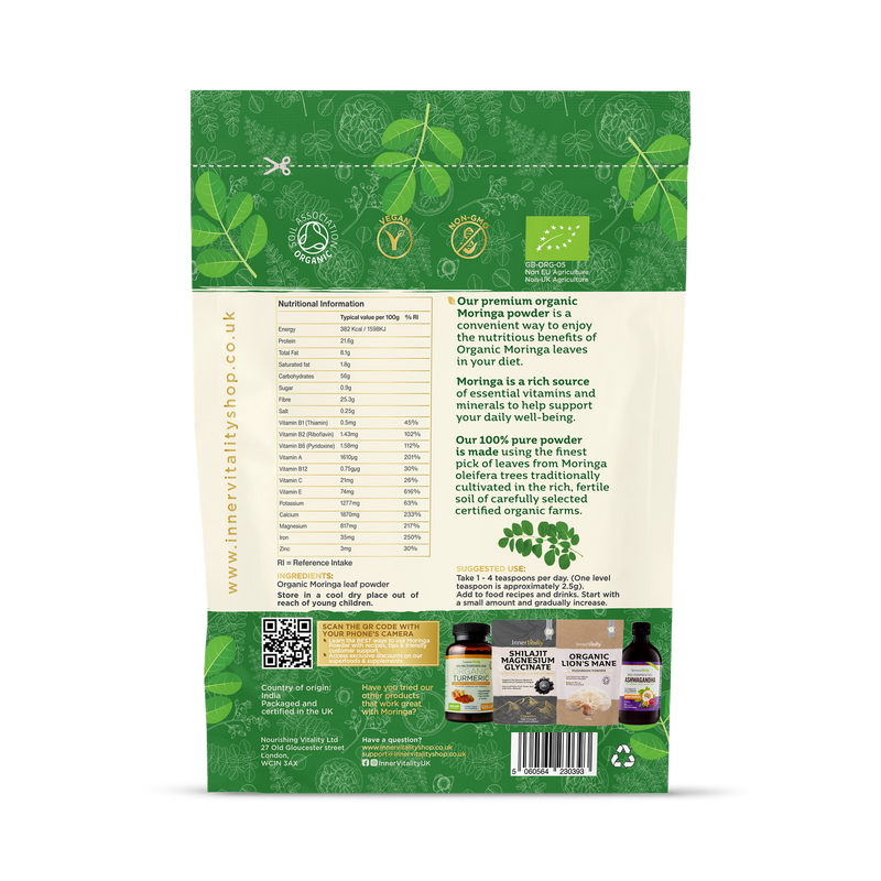 Inner Vitality organic moringa powder 300g (British brand)