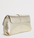 Maje metallic leather Miss M clutch bag with gold buckle, imported from the UK