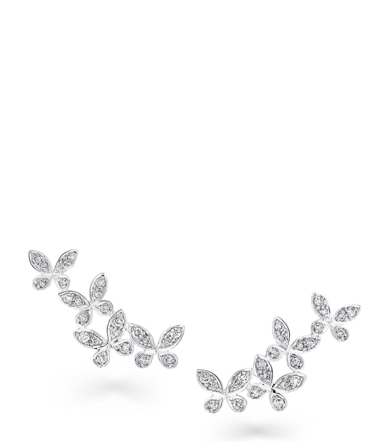 Graff Small White Gold and Diamond Butterfly Earrings