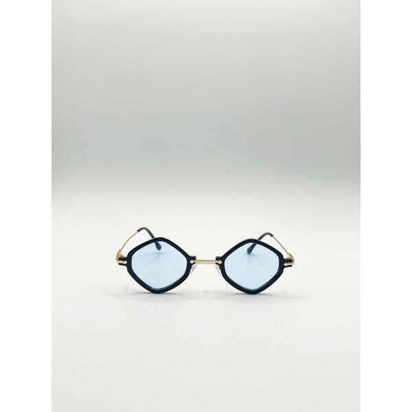 SVNX diamond shape sunglasses in black blue, imported from the UK