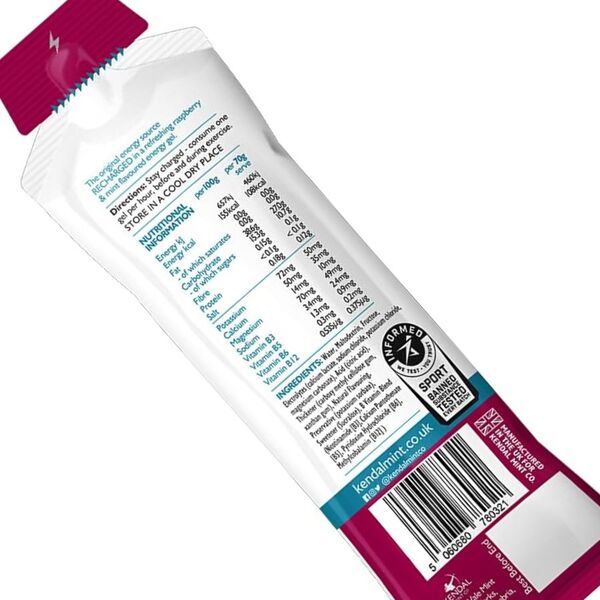 KMC energy gel Raspberry & Mint 6x70g, imported from the UK