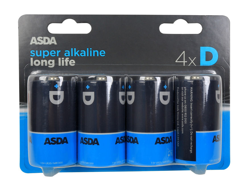 ASDA Long Life Super Alkaline D Batteries General Household ASDA   