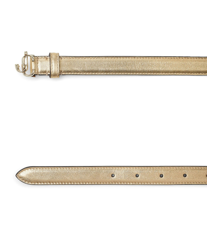 Jimmy Choo Helina mini leather belt with gold buckle, imported from the UK