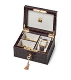 Aspinal of London leather croc-embossed watch and cufflinks box - British product