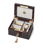 Aspinal of London leather croc-embossed watch and cufflinks box - British product