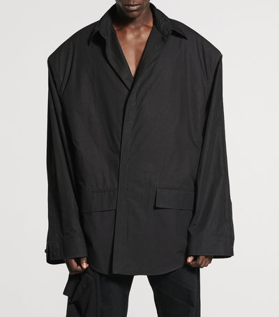 Oversized-Baumwollblazer mit Kentkragen und Knopfverschluss