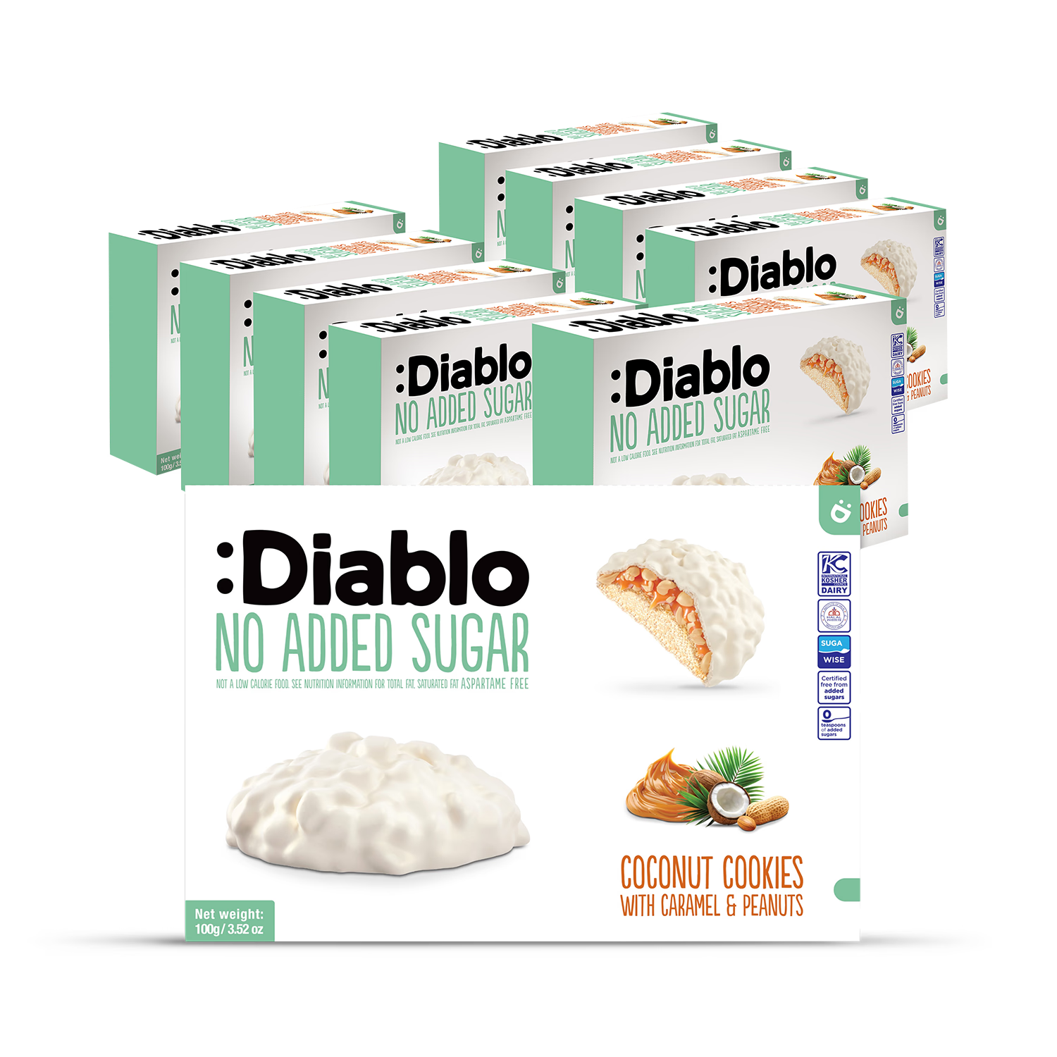Diablo coconut cookies caramel and peanut 100g pack of 9 - British product