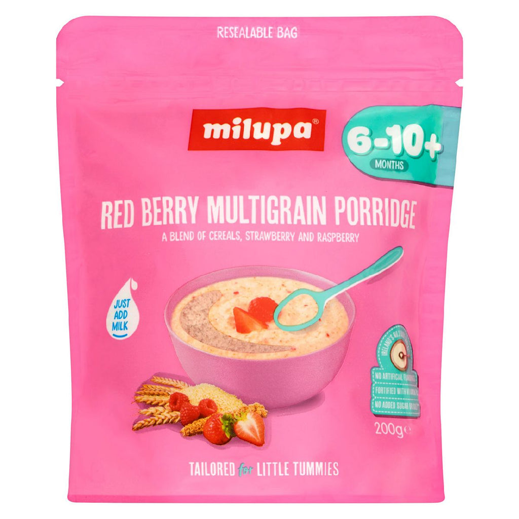 Milupa Red Berry Multigrain Porridge Baby Cereal 6-10+ Months 200g