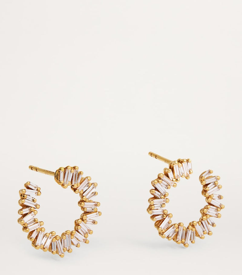 Suzanne Kalan yellow gold diamond hoop earrings, UK version