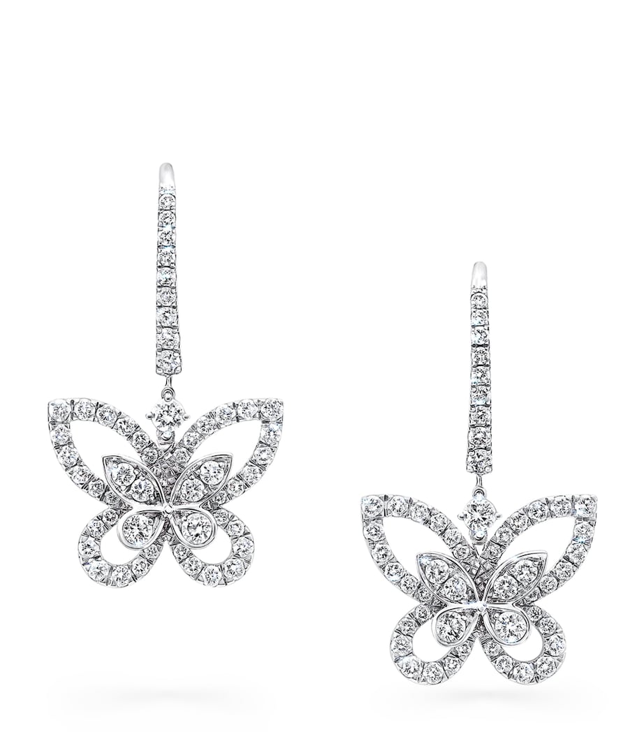 Graff white gold diamond butterfly drop earrings, imported from the UK