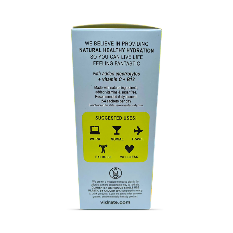 Vidrate Lemon Lime & Mint hydration sachets 12 pack (British brand)
