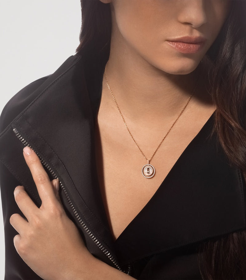 Messika pink gold diamond mother-of-pearl necklace 0.18ct (British brand)