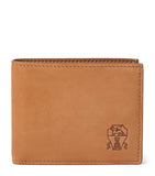 Leather Bifold Wallet with Suede Panels and Gold-Tone Hardware