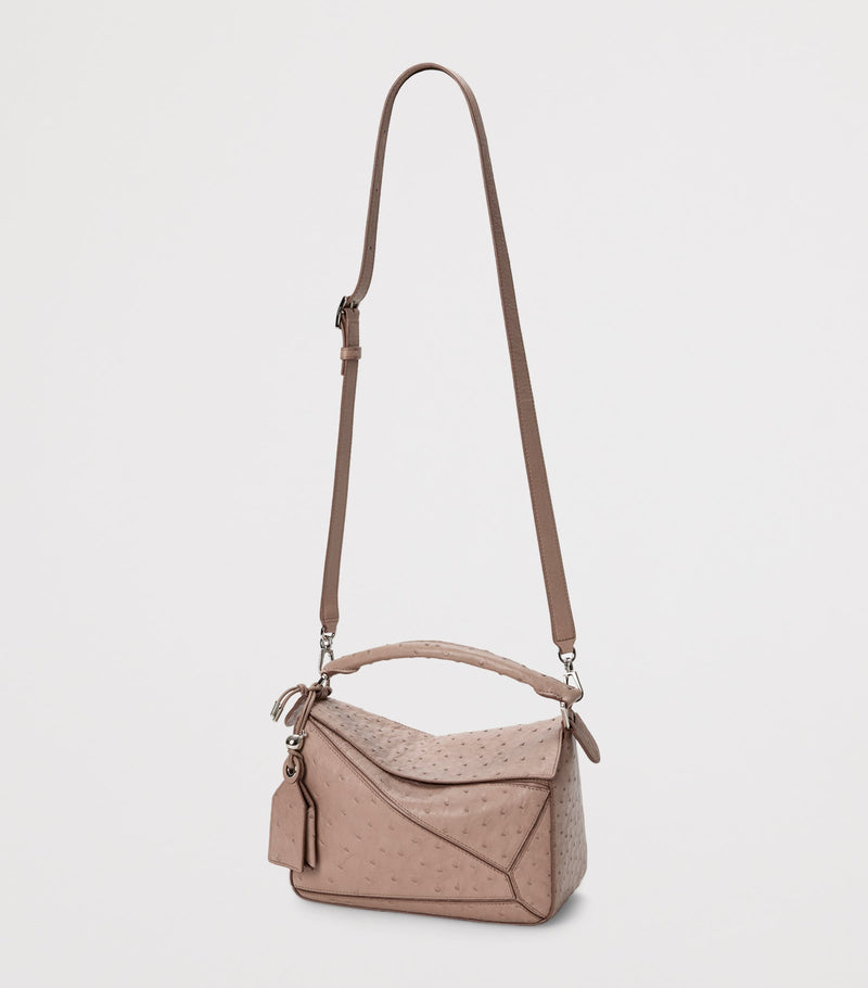 LOEWE Puzzle top-handle bag in ostrich leather, imported from the UK