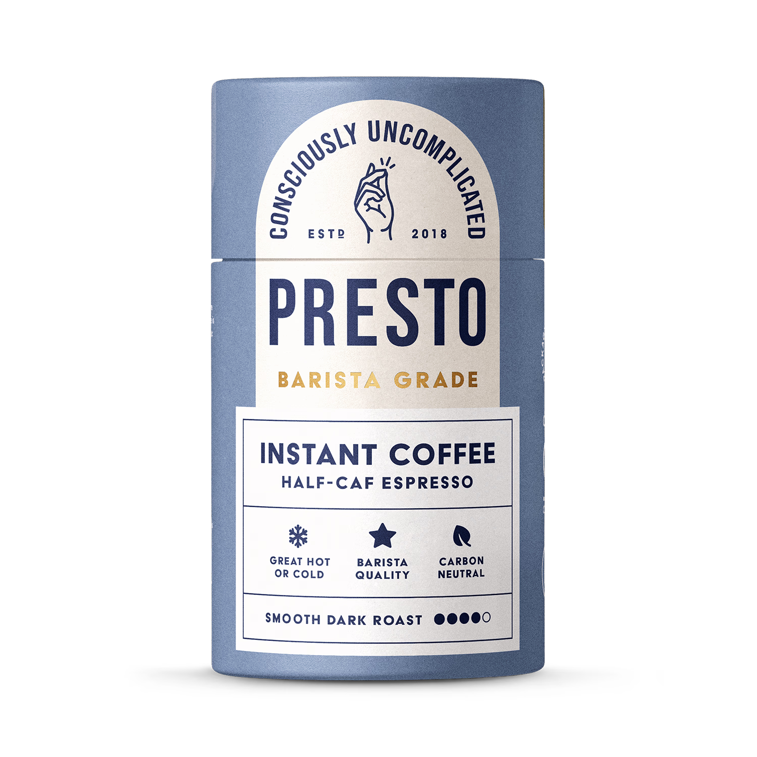 Half Caf instant coffee medium roast recyclable tube - British product