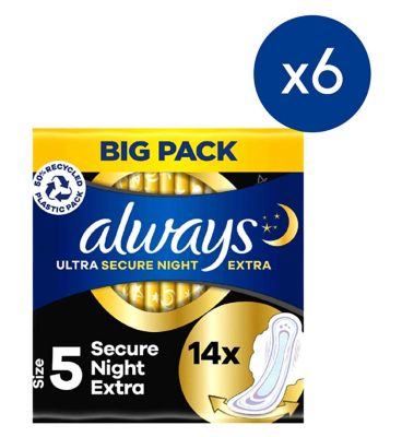 Always Ultra Secure Night Extra (Size 5) Bundle Accessories & Cleaning Boots   