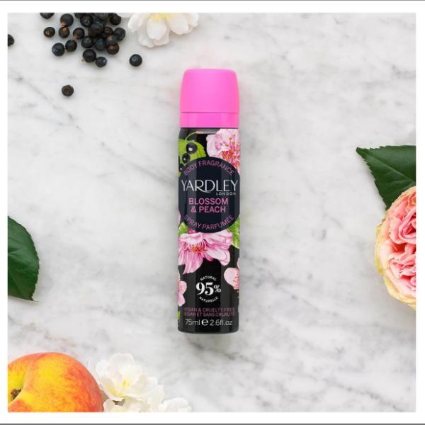 Yardley Blossom & Peach body spray 3x75ml (British brand)
