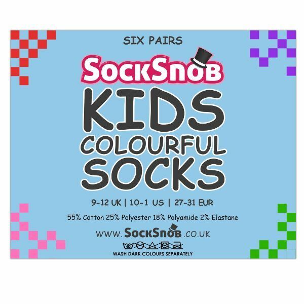 Sock Snob 6 Pk Childrens Solid Colour Cotton Socks 9-12 UK GOODS Superdrug   