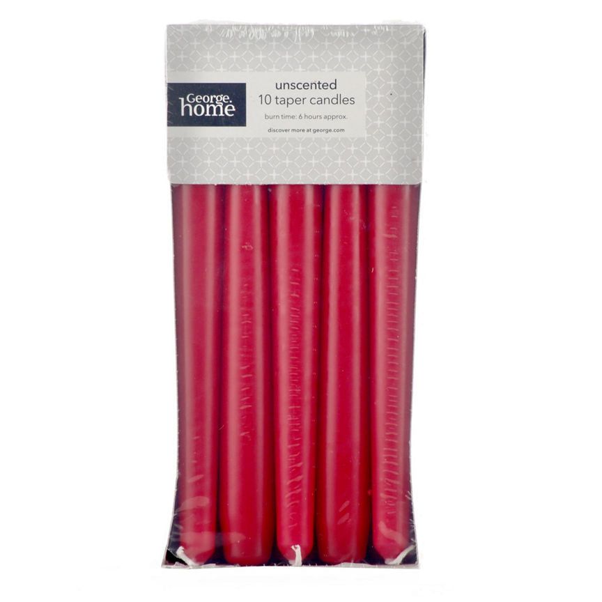 George Home Unscented Red Taper Candles General Household ASDA   