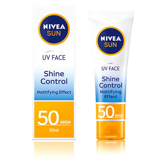 NIVEA SUN UV Face Suncream SPF 50 Shine Control 50ml Suncare & Travel Boots   