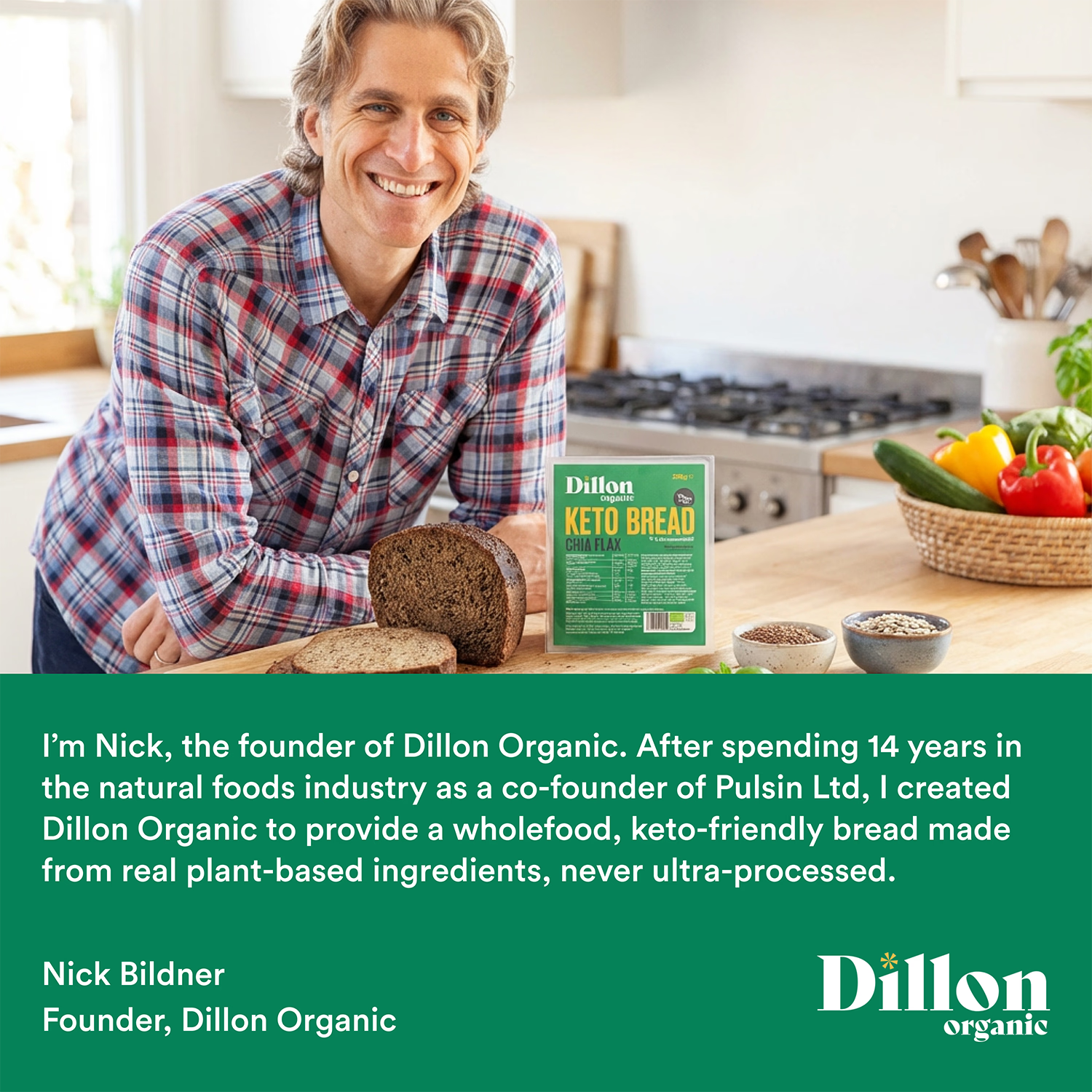 Dillon Organic Chia Flax Keto Bread 250g - British product