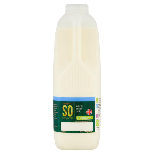 Sainsbury's British Whole Milk, SO Organic 1.13L (2 pint) GOODS Sainsburys   