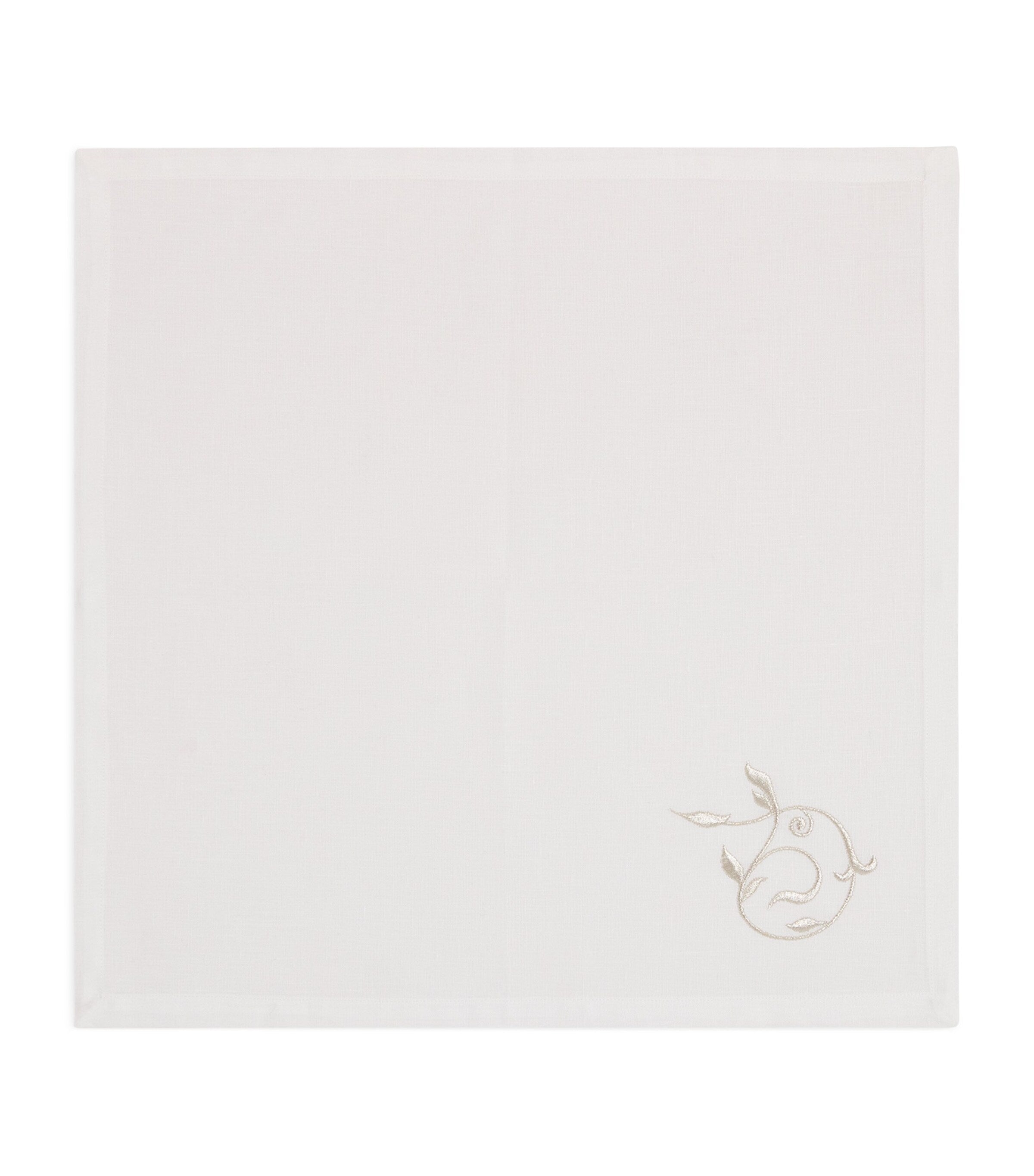 Dea Linen embroidered scroll napkin 45cm x 45cm - British product