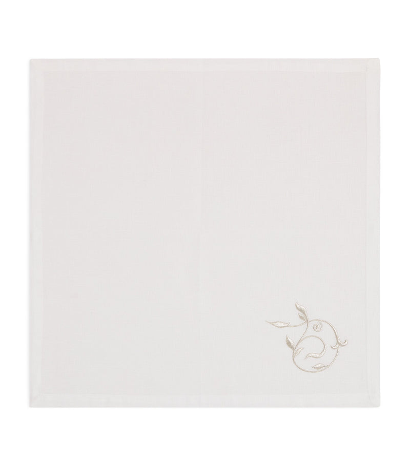 Dea Linen embroidered scroll napkin 45cm x 45cm - British product