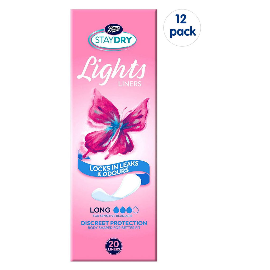 Staydry Lights Long Liners for Light Incontinence 12 Pack Bundle – 240 Liners