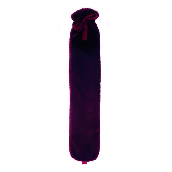 Aroma Home long hot water bottle red faux fur, UK version