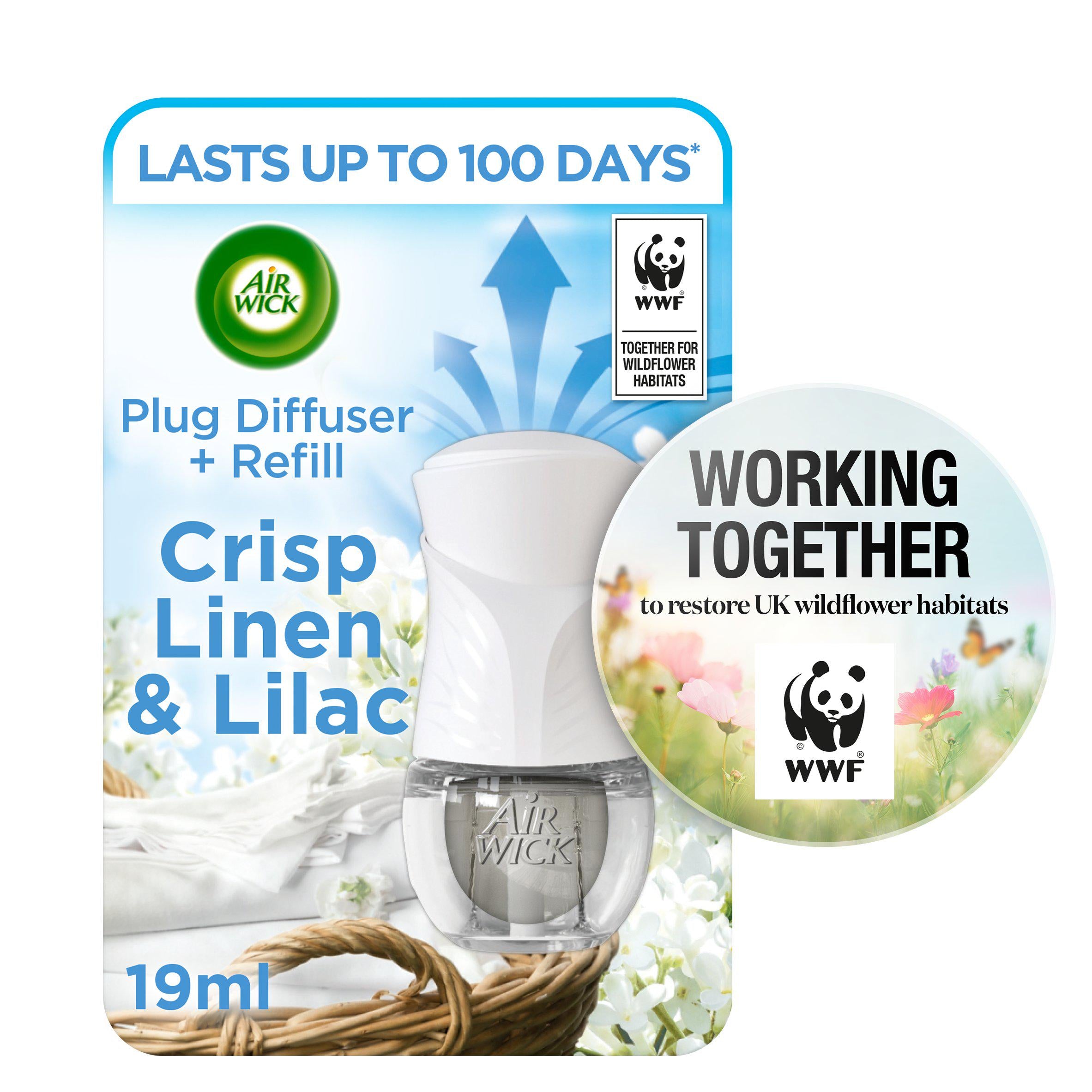 Air Wick Air Freshener Plug In Kit & Refill Linen & Lilac 19ml GOODS Sainsburys   