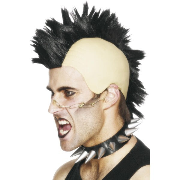 Smiffys black mohican wig with latex cap (British brand)