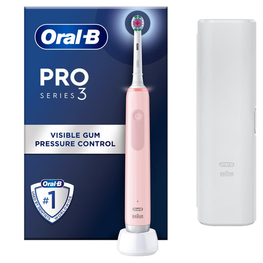 Oral-B Pro 3 - 3500 - Pink Electric Toothbrush + Travel Case electric & battery toothbrushes Sainsburys   