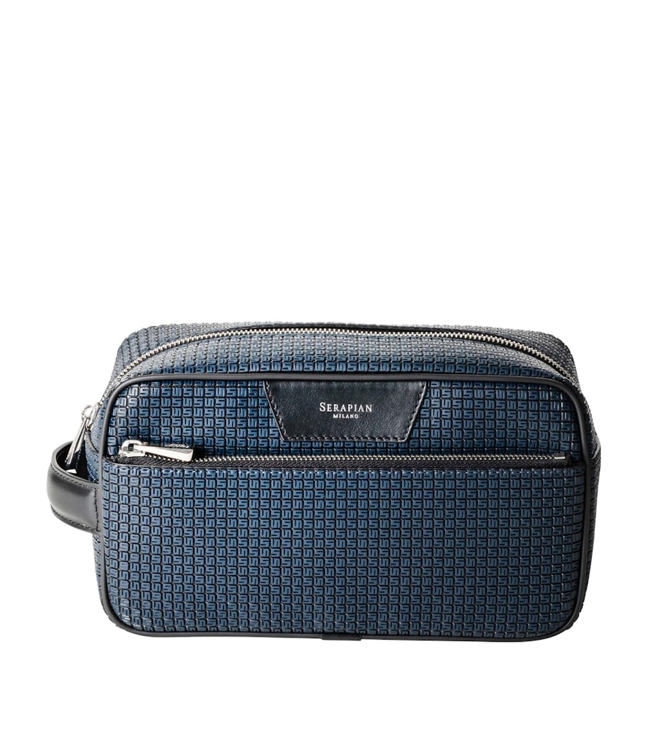 Serapian coated canvas-leather wash bag (British brand)