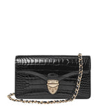 Aspinal of London Mayfair croc-embossed leather clutch bag - British product