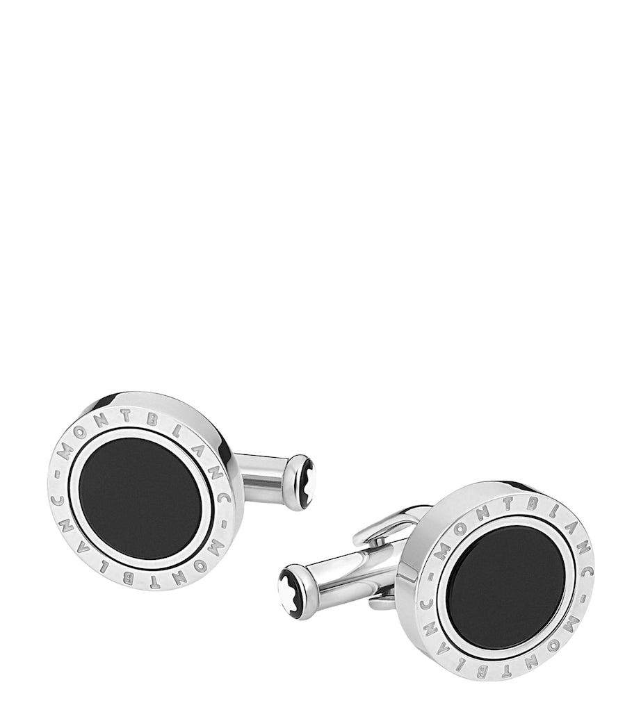 Montblanc stainless steel engraved cufflinks, UK version