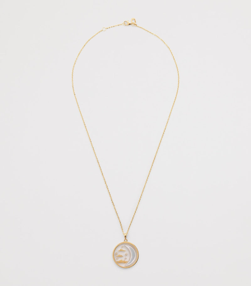 L'Atelier Nawbar yellow gold diamond mother-of-pearl necklace (British brand)