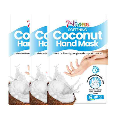 Superdrug 7th Heaven Coconut Softening Hand Mask Pack of 3- Buy online at McGrocer
